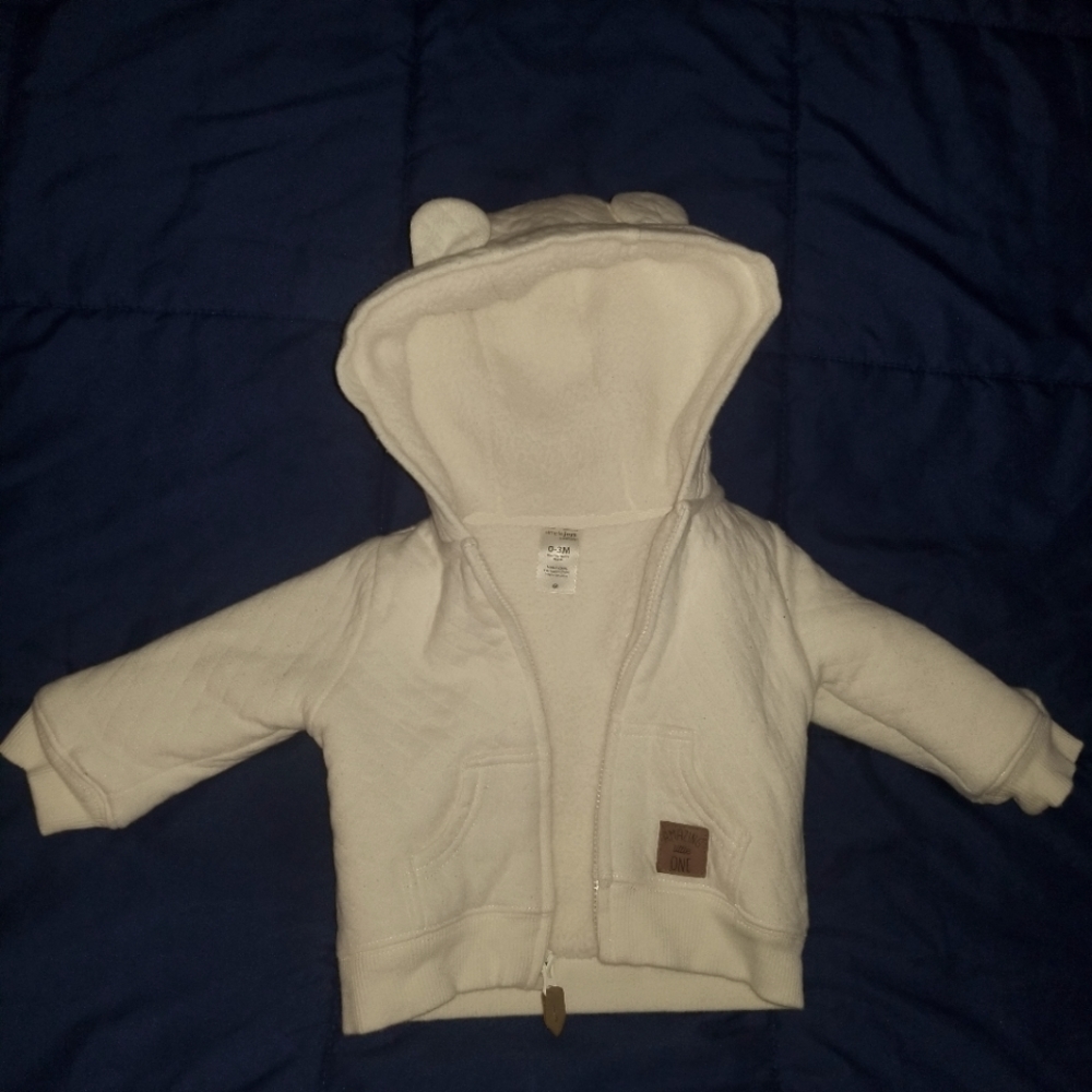Infant Fleece Sweater, 0-3 months, CREAM White color